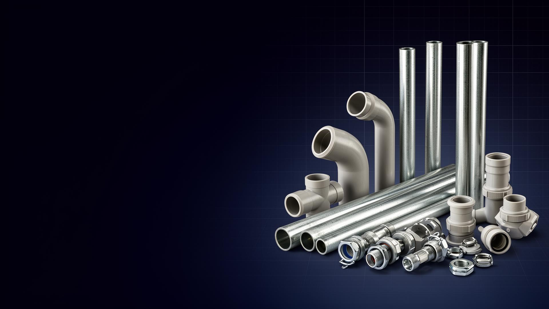 EMT, IMC and rigid steel conduits with bends and fittings from Allied Industrial Solutions UAE